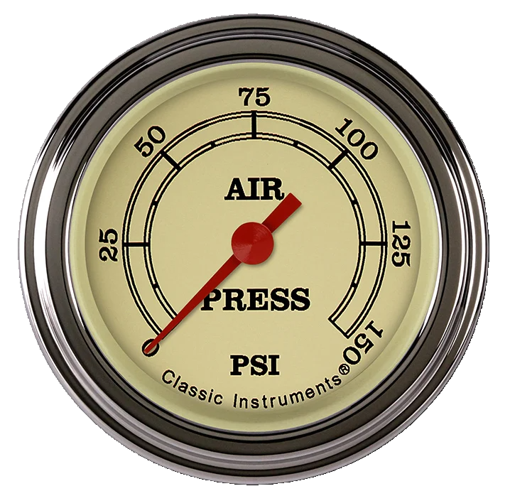 Classic Instruments Vintage 2-1/8" Air Pressure Electric Gauge (150 PSI) - VT118SLC
