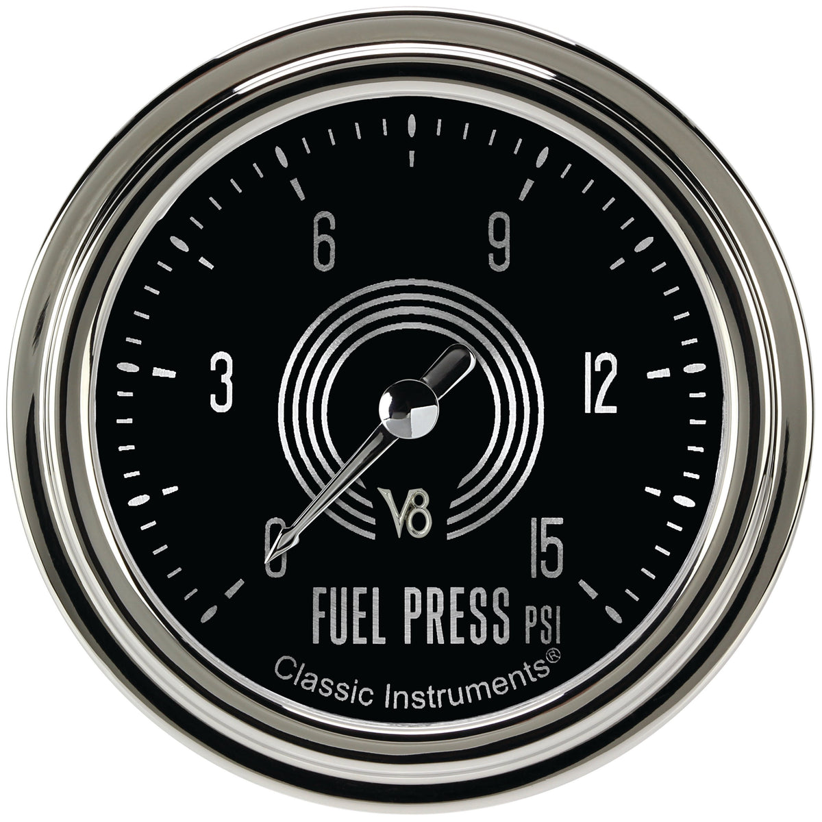 Classic Instruments V8 Speedster 2-5/8" Fuel Pressure Gauge (15 PSI) - V8SR345SLC