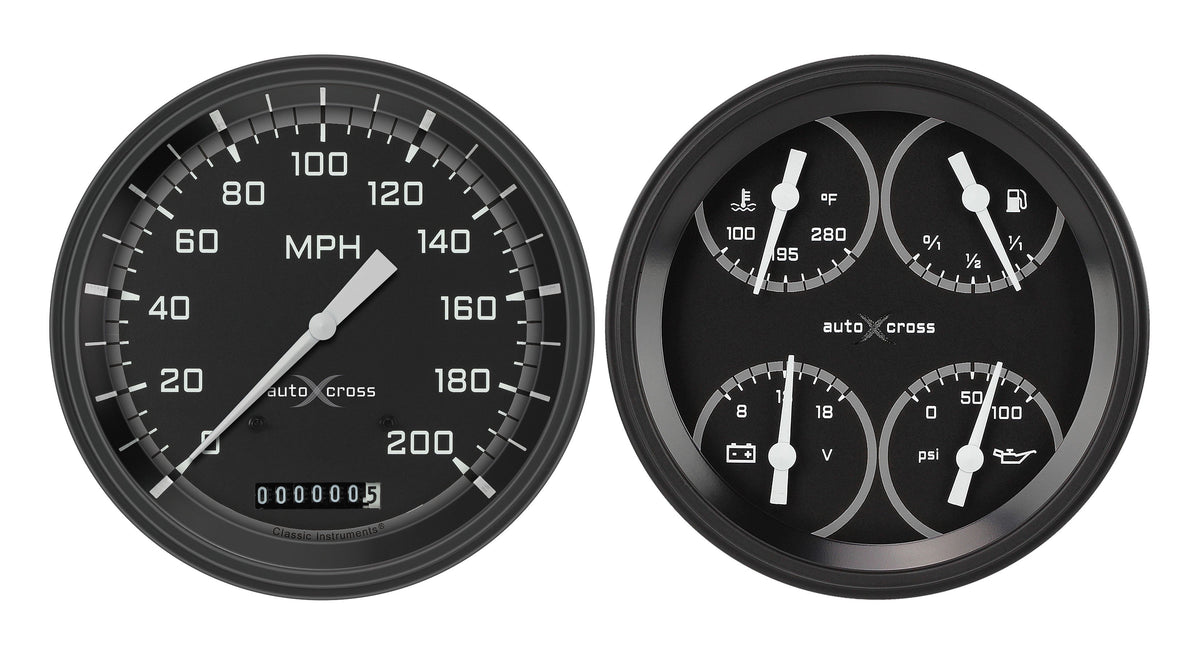 Classic Instruments Autocross Gray Six Gauge Set - AX52GBLF
