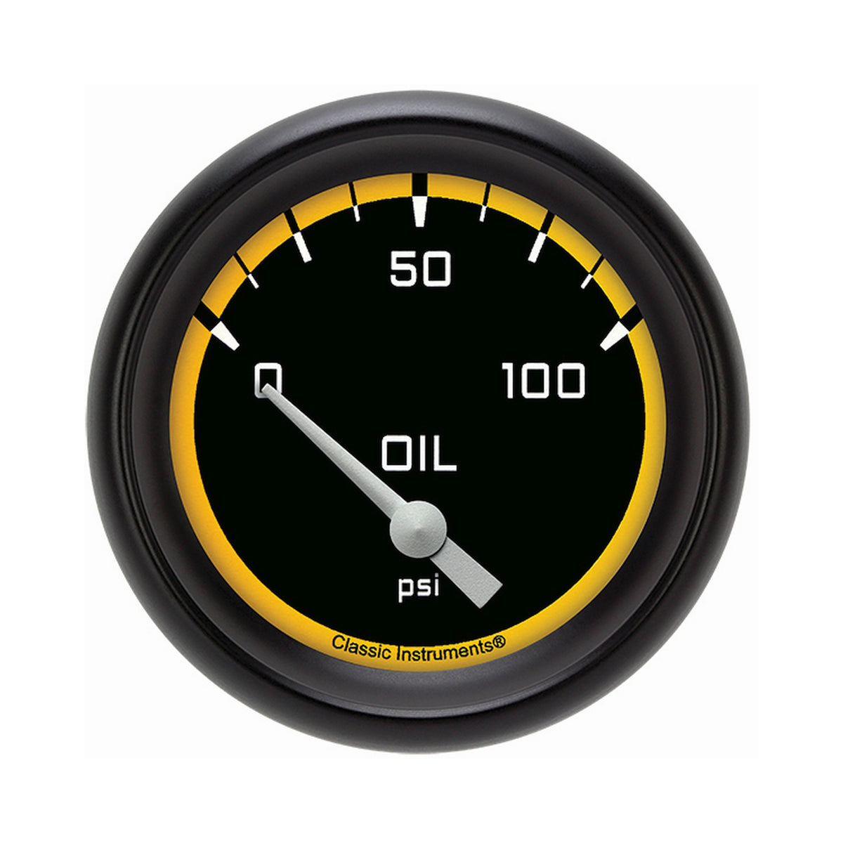 Classic Instruments Autocross Yellow 2-5/8" Oil Pressure Gauge - AX281YBPF
