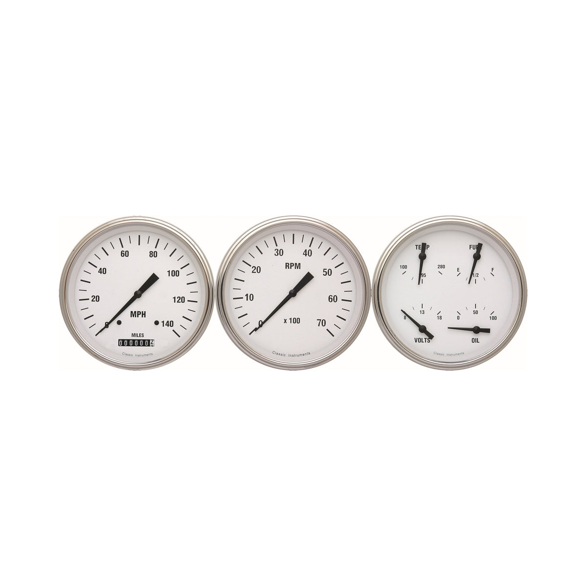 Classic Instruments White Hot 5" Speed, Quad and Tach GM - WH53SLC