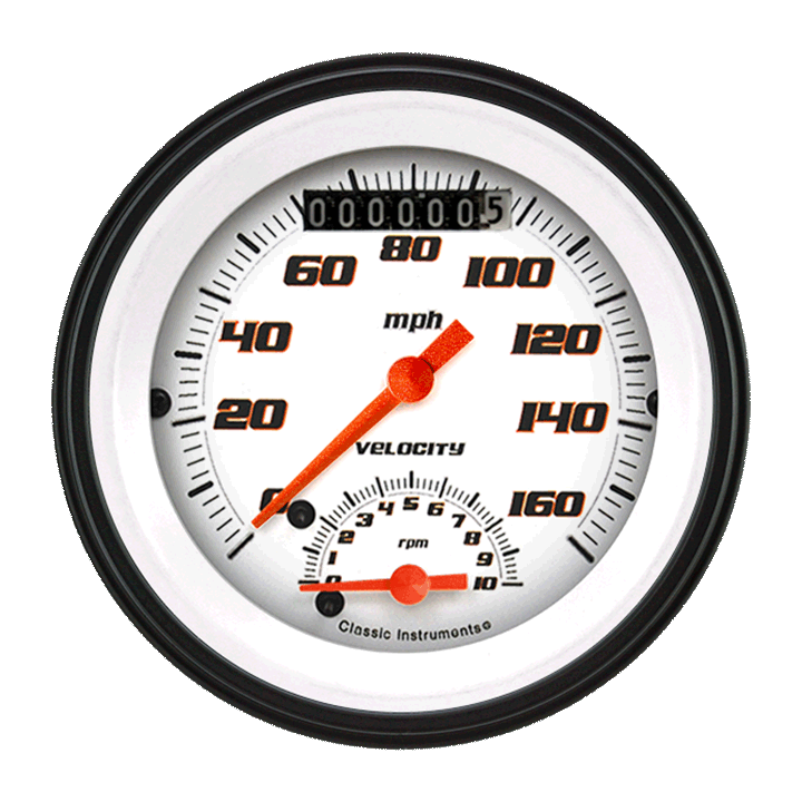Classic Instruments Velocity White 3-3/8" Ultimate Speedometer Gauge - VS20WBLF