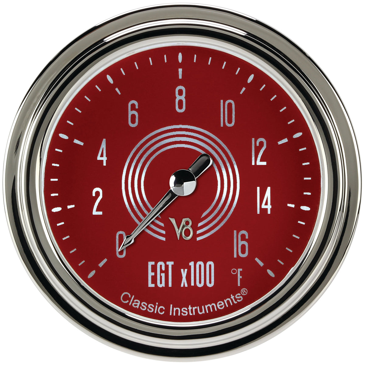 Classic Instruments V8 Red Steelie 2-5/8" Exhaust Gas Tempature Gauge - V8RS398SLC