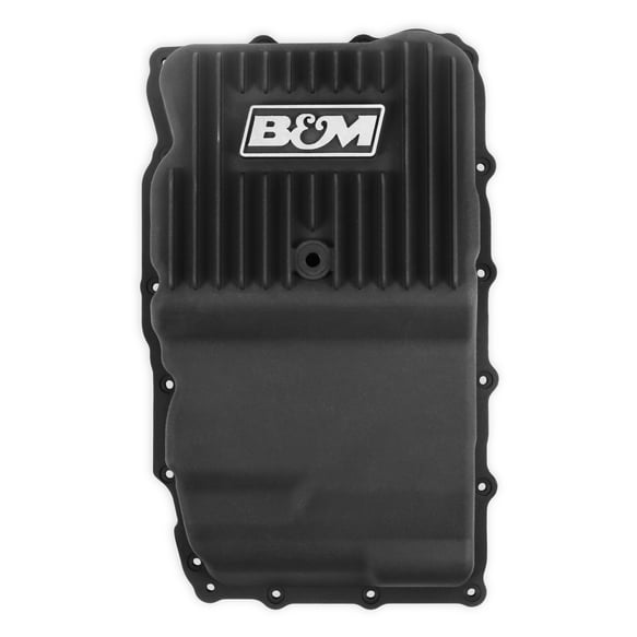 B&M Hi-Tek Heavy-Duty Deep Transmission Pan - GM 10L80 - Aluminum - Black 71401