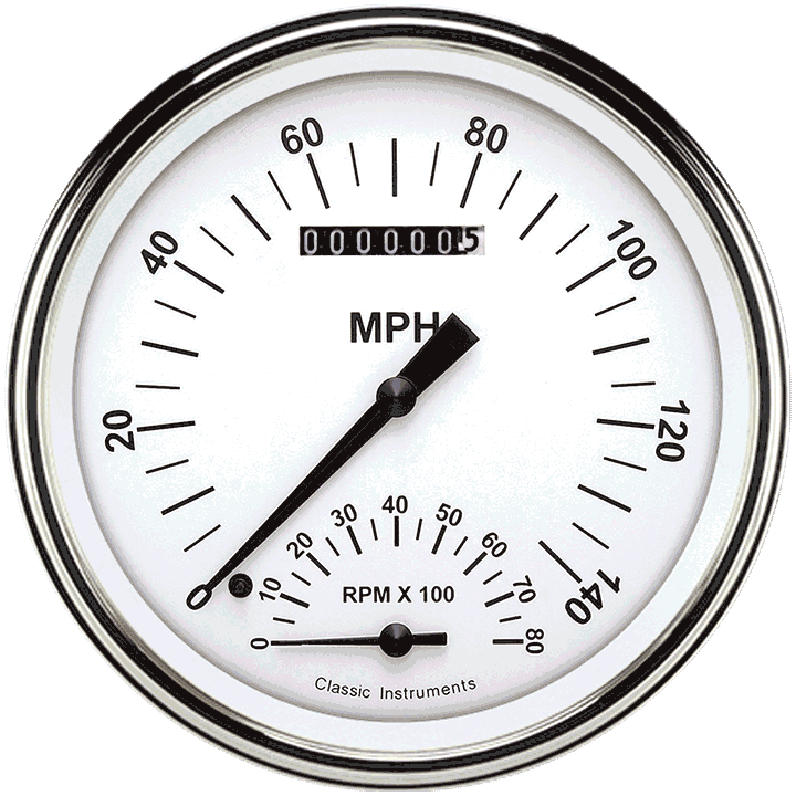 Classic Instruments White Hot 4-5/8" Speedtachular - WH50SLF