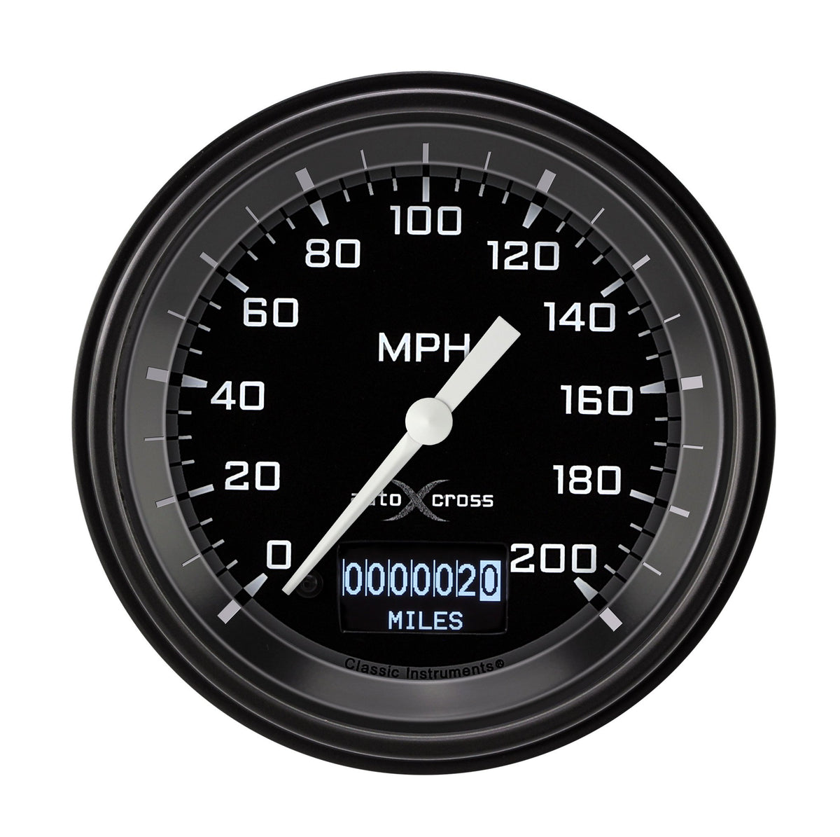 Classic Instruments AutoCross Gray 3-3/8" Speedometer Gauge w/ Info Screen - AX57DGBLF