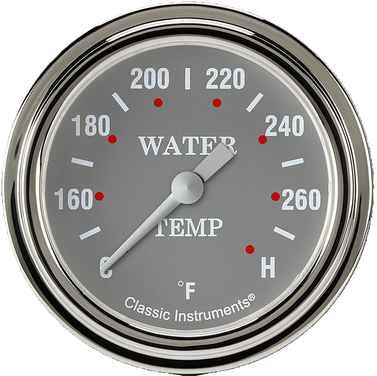 Classic Instruments Silver Gray 2-5/8" Full Sweep Water Temperature Gauge - SG326SLF-04