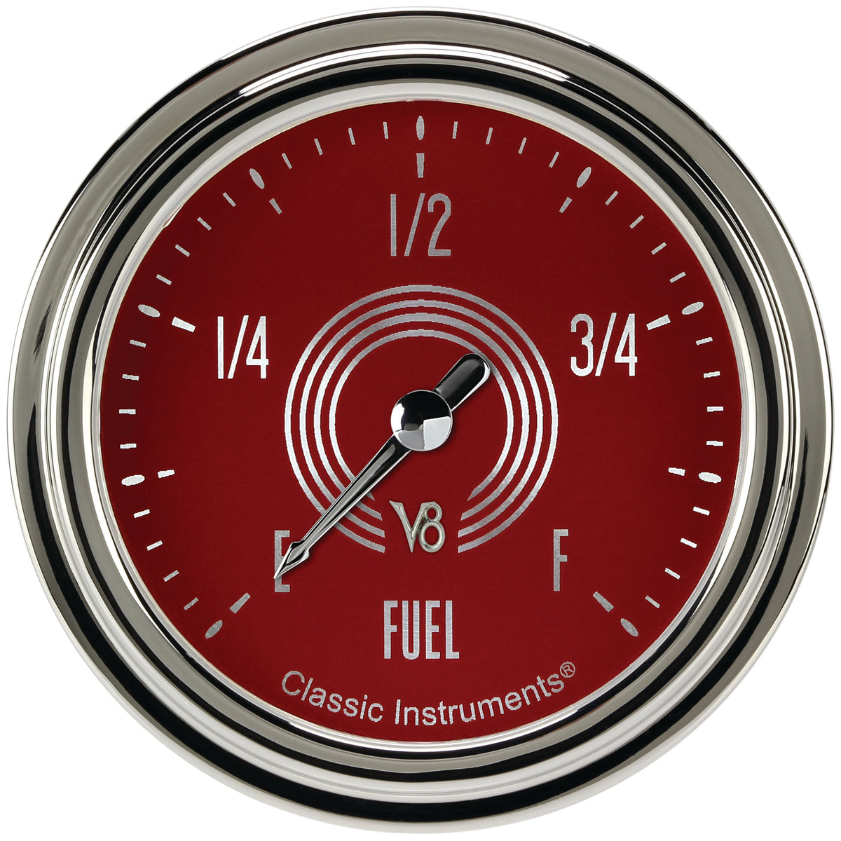 Classic Instruments V8 Red Steelie 2-5/8" Fuel Level Gauge - V8RS309SLC