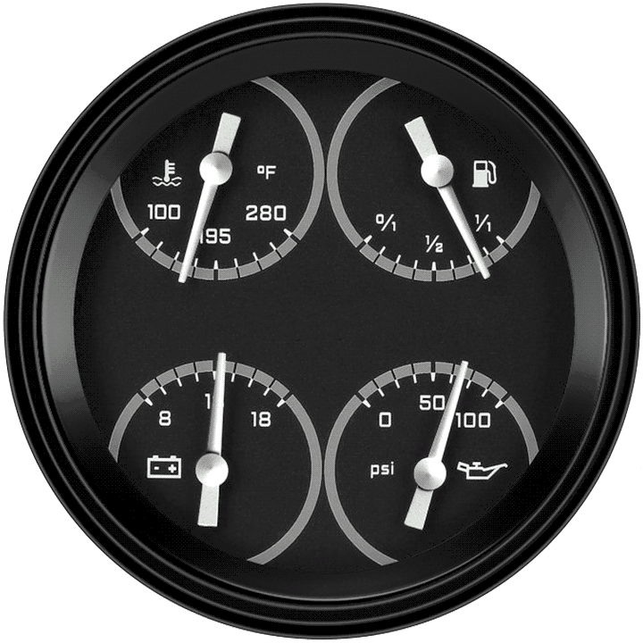 Classic Instruments AutoCross Gray 4-5/8" Quad Gauge - AX78GBLF