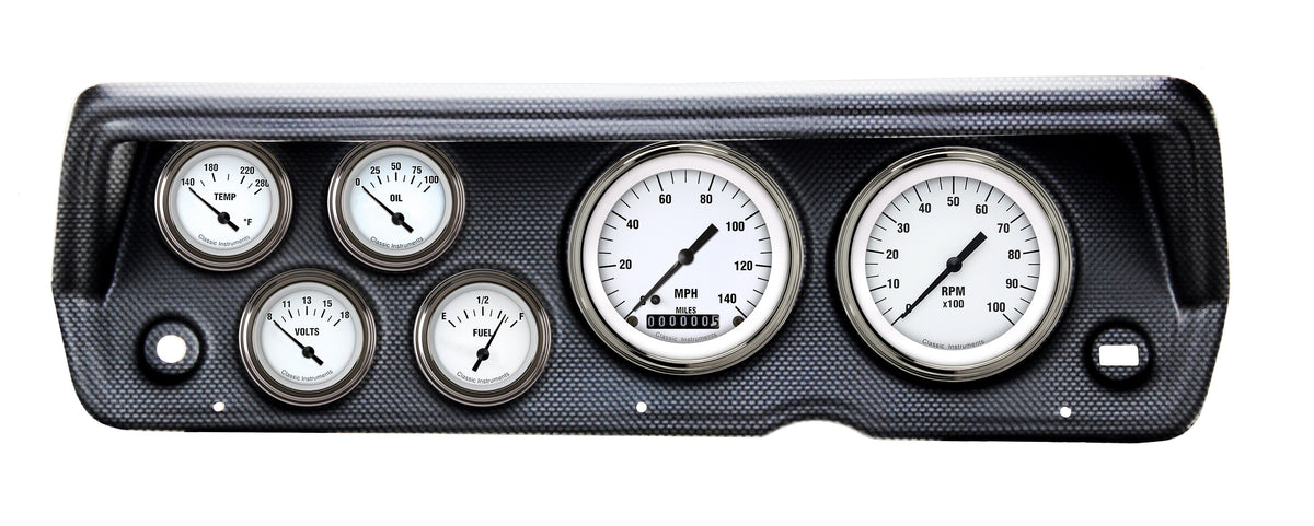 Classic Instruments 1970-76 Duster White Hot Six Gauge Set Mopar - CDDU70WH01CF