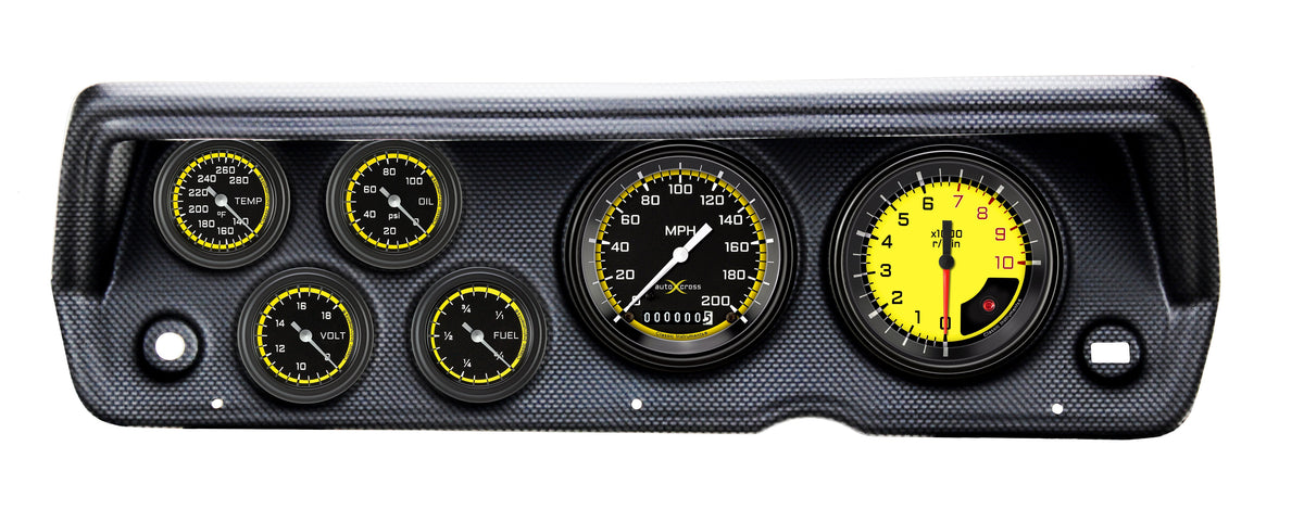 Classic Instruments 1970-76 Duster AutoCross Yellow Full Sweep Six Gauge Set - CDDU70AXY101CF