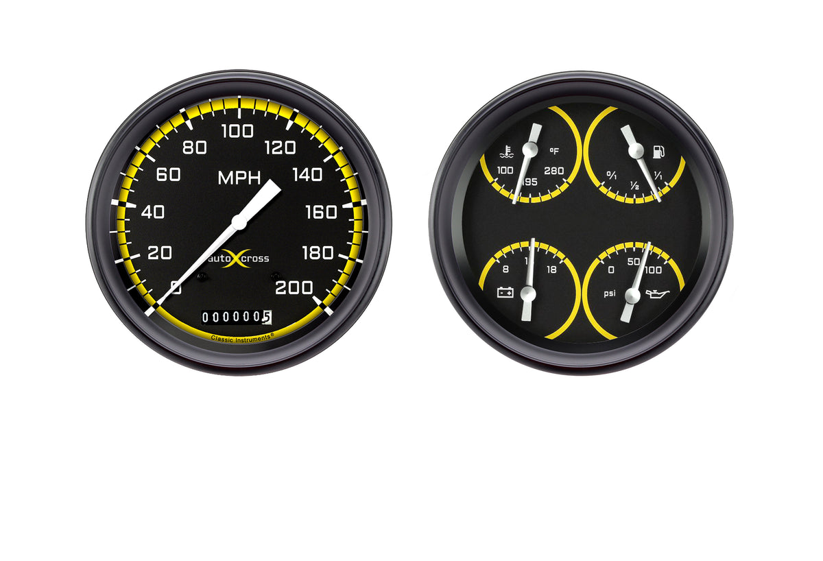 Classic Instruments AutoCross Yellow Two Gauge Set - AX52YBPF