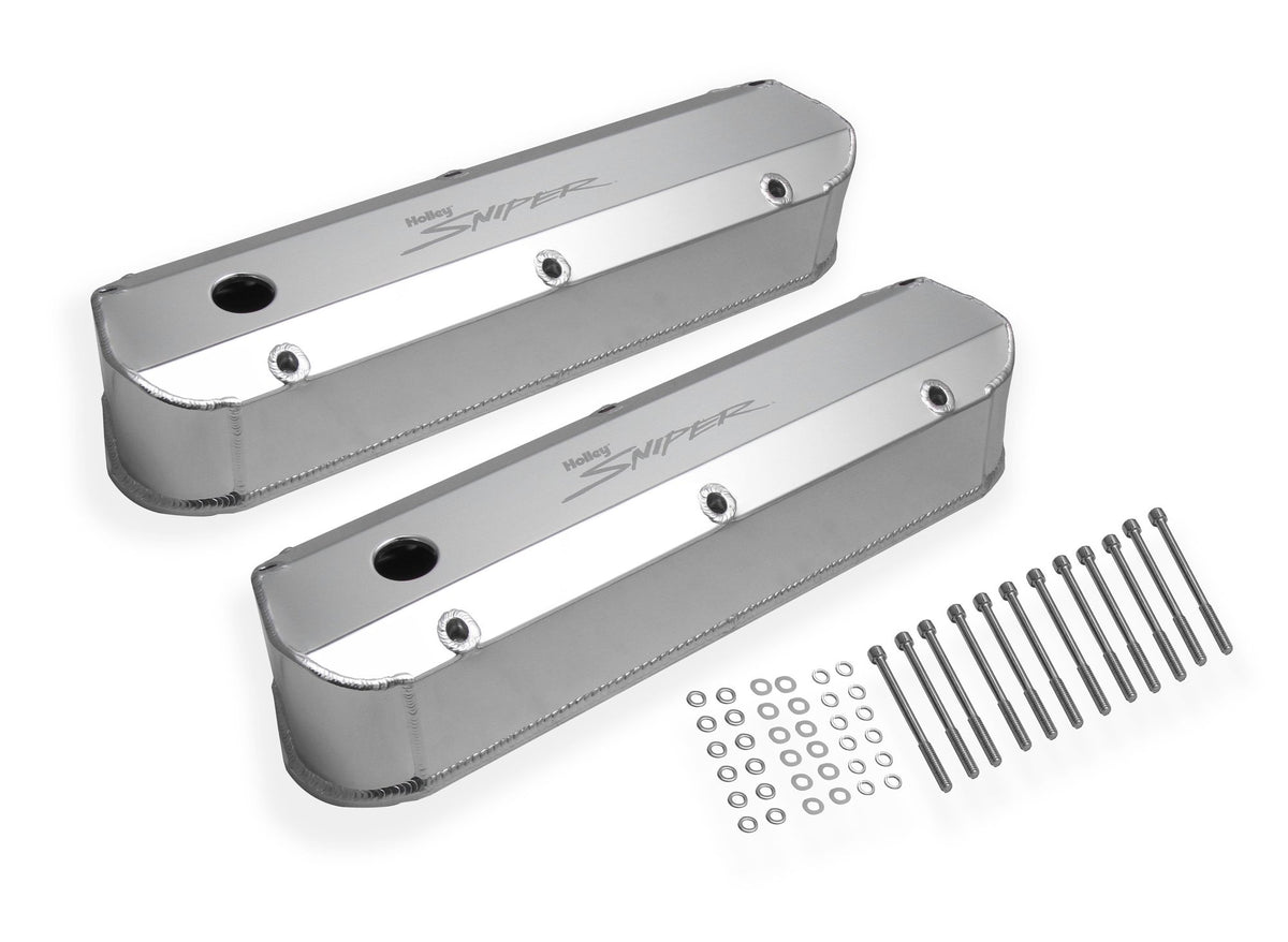 Holley Sniper Valve Cover - Fabricated Aluminum - Ford Small Block - Natural Anodized - 890012