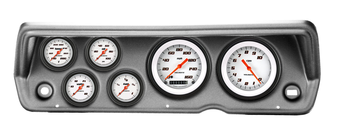 Classic Instruments 1970-76 Duster Velocity White Full Sweep Six Gauge Set Mopar - CDDU70VSW101BA