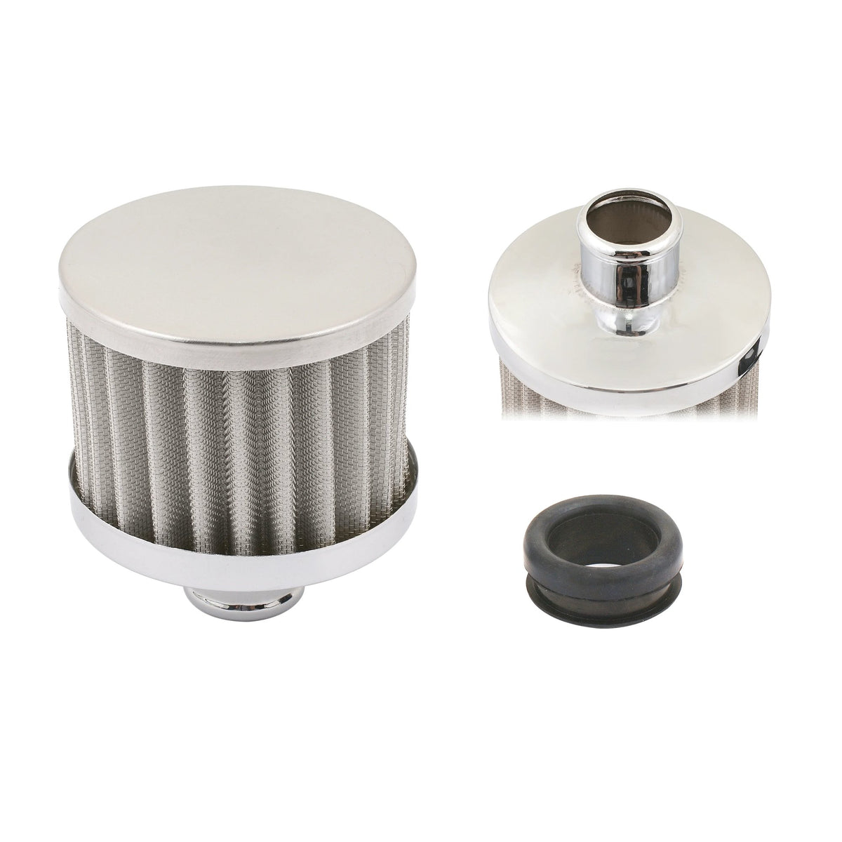 Mr. Gasket Chrome Valve Cover Breather - Push On Style - 2049G