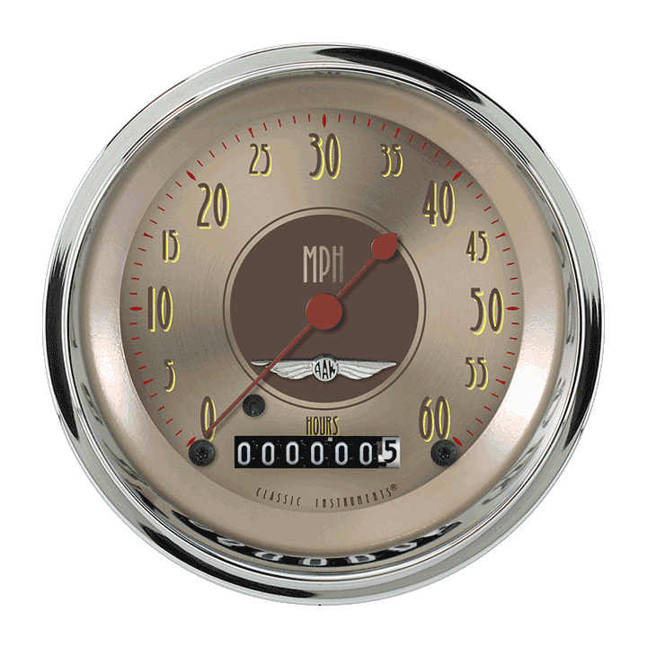 Classic Instruments All American Nickel 3-3/8" Low Speed Speedometer Gauge - LSAN