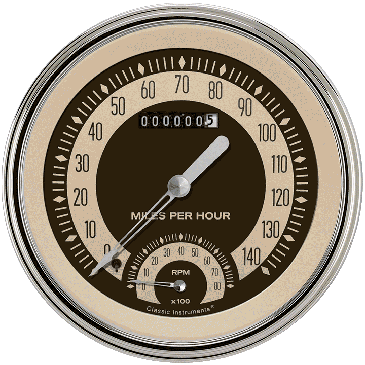 Classic Instruments Nostalgia VT 4-5/8" Speedtachular Speedometer Gauge - NT50SLC