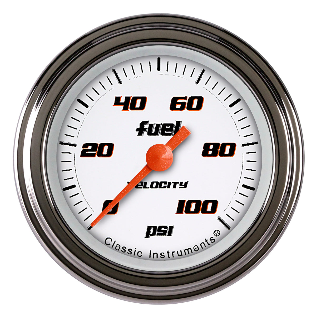 Classic Instruments Velocity White 2-1/8" Fuel Pressure Electric Gauge (100 PSI) - VS146WSLC