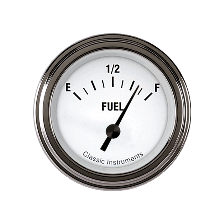 Classic Instruments White Hot 2-1/8" Fuel Level Gauge (0-90 Ohm) - WH12SLC