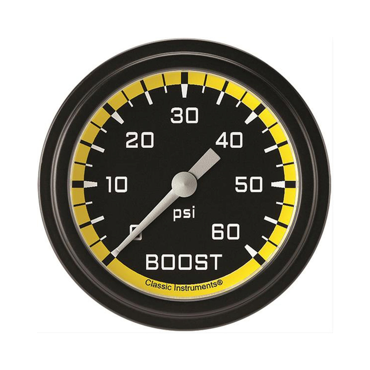 Classic Instruments Autocross Yellow 2-5/8" Boost Gauge (60 PSI) - AX343YBLF