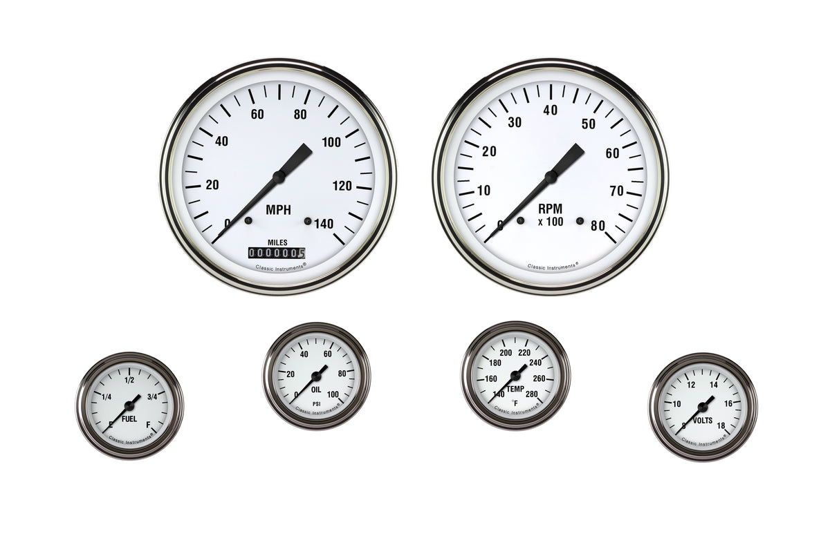 Classic Instruments White Hot Six Gauge Set - WH151SLF