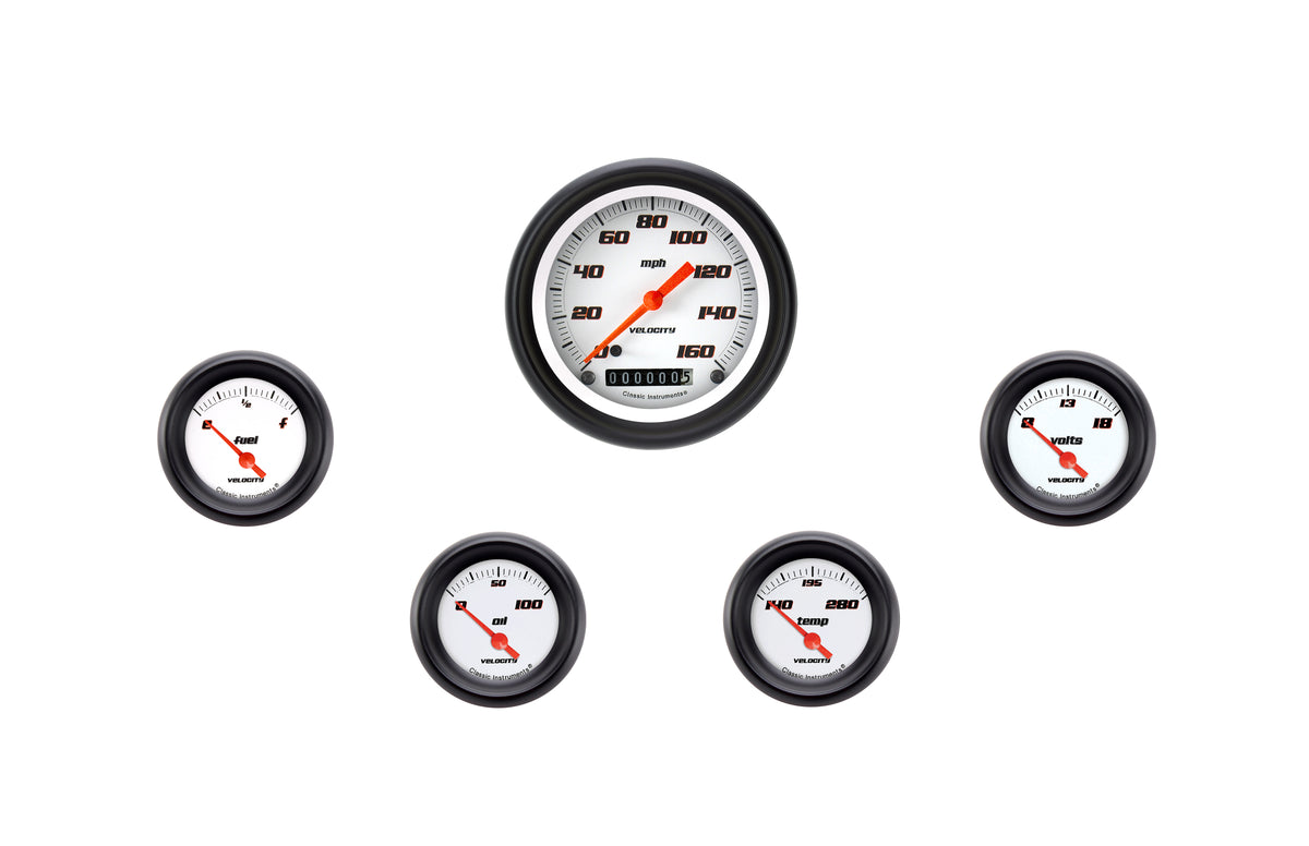 Classic Instruments Velocity White Five Gauge Set - VS00WBPF