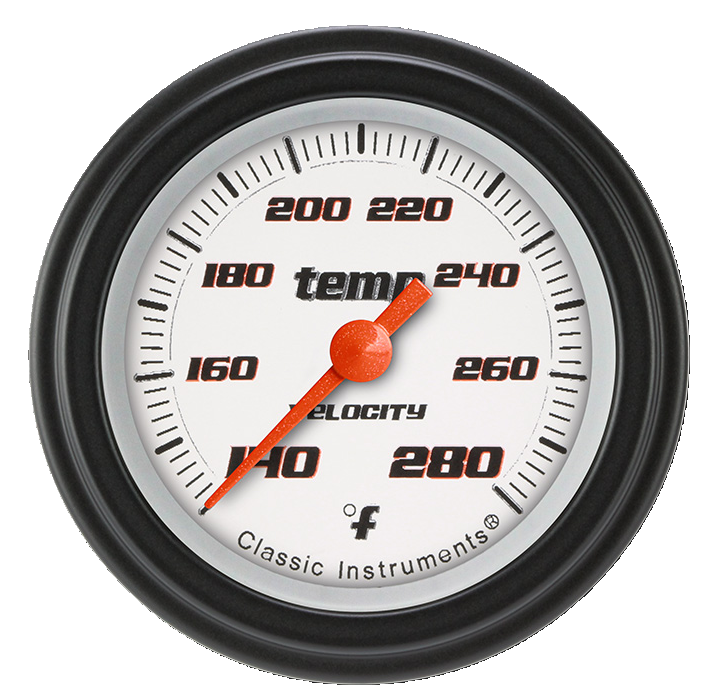 Classic Instruments Velocity White 2-1/8" Full Sweep Water Temp Gauge - VS126WBLF-08