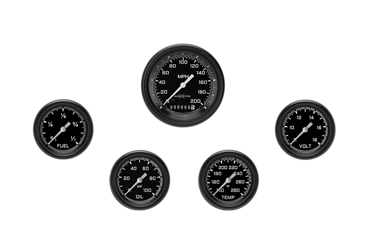 Classic Instruments AutoCross Gray Five Gauge Set - AX300GBPF