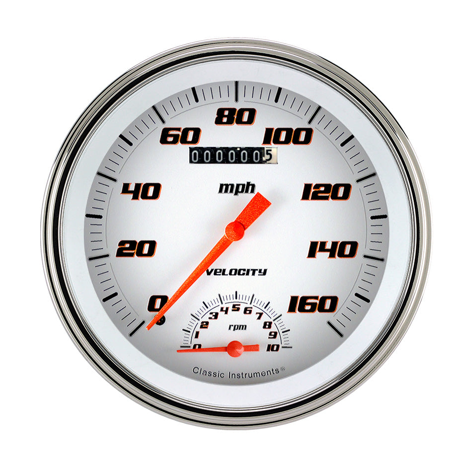 Classic Instruments Velocity White 5" Speedtachular Speedometer Gauge - VS50WSLF