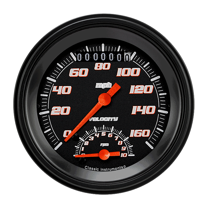 Classic Instruments Velocity Black 3-3/8" Ultimate Speedometer Gauge - VS20BBLF