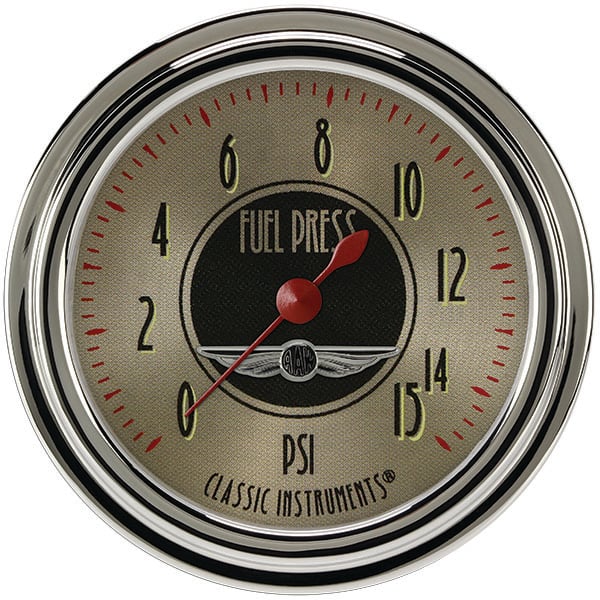 Classic Instruments All American Nickel 2-5/8" Fuel Pressure Gauge (15 PSI) - AN345SLC
