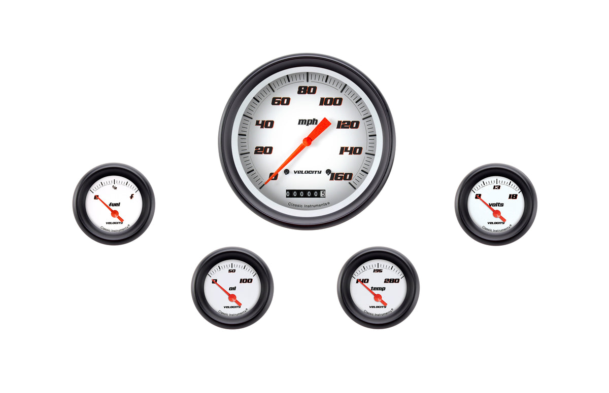 Classic Instruments Velocity White Five Gauge Set - VS54WBPF