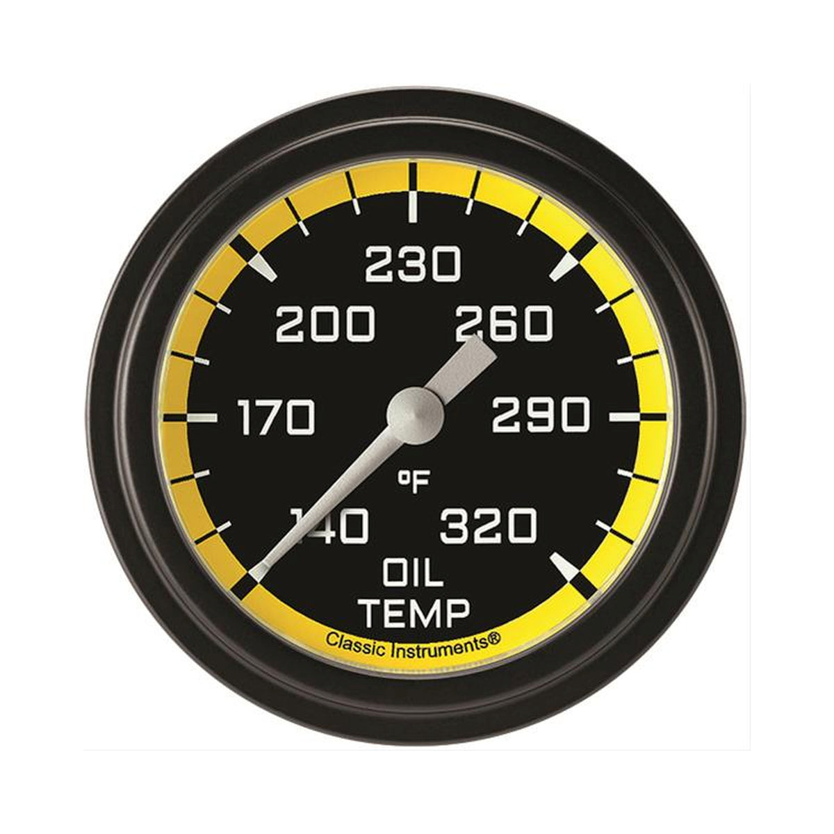 Classic Instruments Autocross Yellow 2-5/8" Oil Temperature Gauge - AX328YBLF
