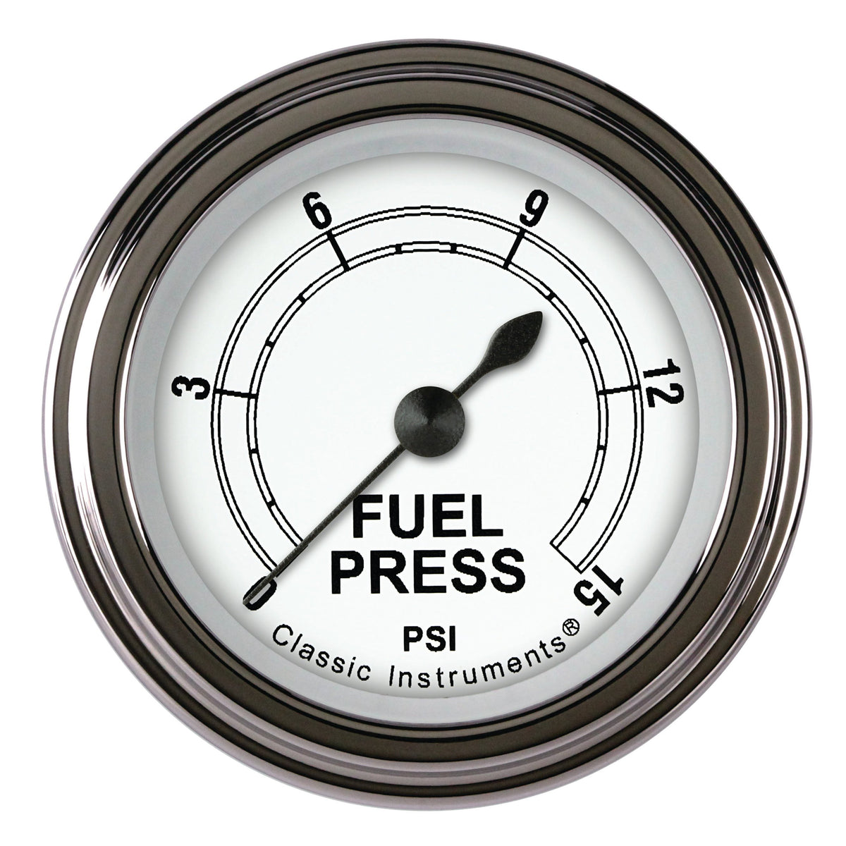 Classic Instruments Classic White 2-1/8" Fuel Pressure Gauge (15 PSI) - CW145SLF