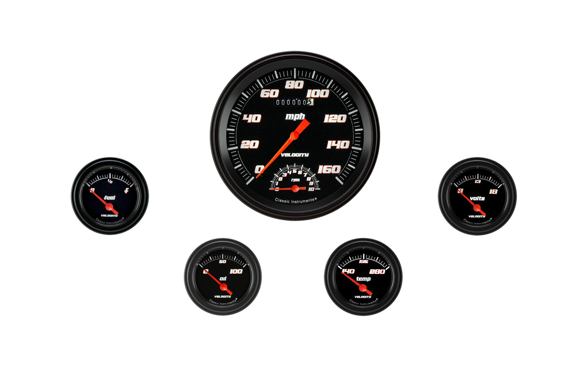 Classic Instruments Velocity Black Five Gauge Set - VS65BBLF