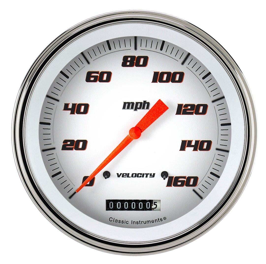 Classic Instruments Velocity White 5" Speedometer Gauge (160 MPH) - VS56WSLF