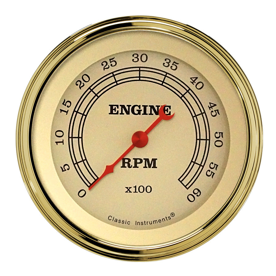 Classic Instruments Vintage 3" Tachometer Gauge (6000 RPM) - VT60GLC