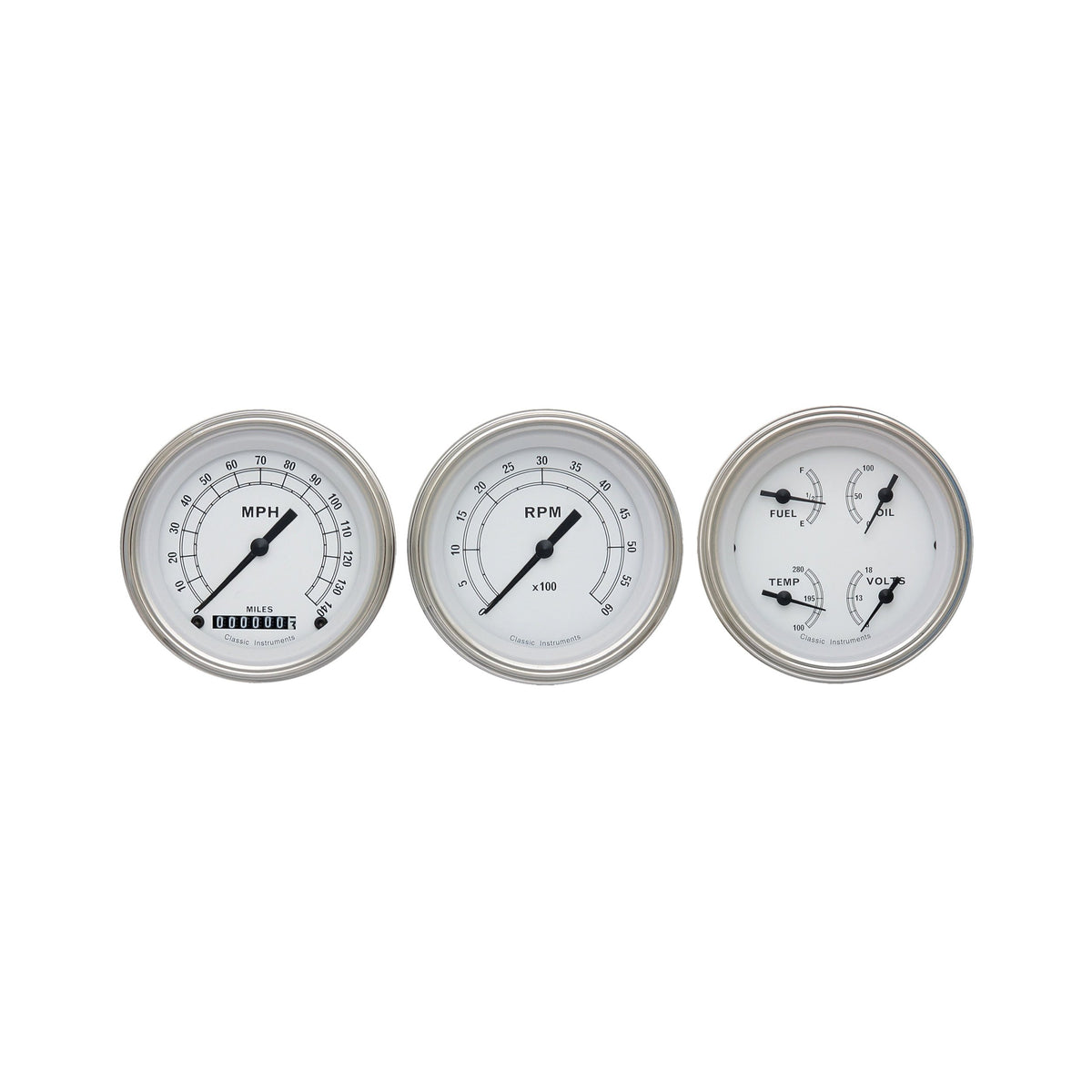 Classic Instruments Classic White 3" Speedo/Quad/Tach-GM - CW03SLC
