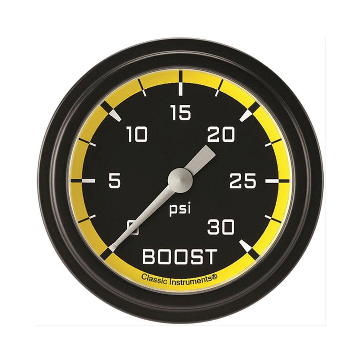 Classic Instruments Autocross Yellow 2-5/8" Boost Gauge (30 PSI) - AX342YBLF