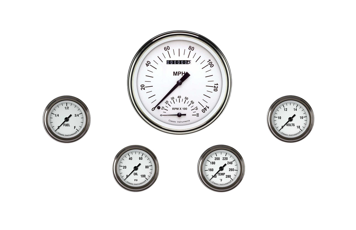 Classic Instruments White Hot Five Gauge Set - WH165SLF
