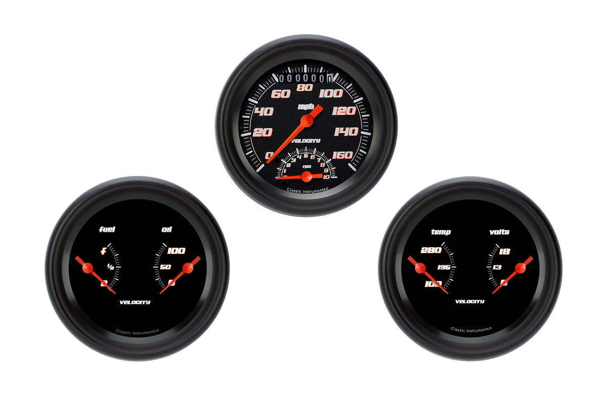 Classic Instruments Velocity Black 3" Ultimate with Two 3" Dual Gauges GM - VS34BBPF