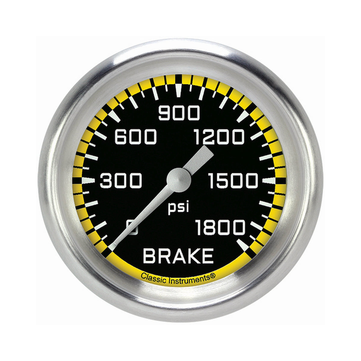 Classic Instruments Autocross Yellow 2-5/8" Brake Pressure Gauge - AX367YAPF