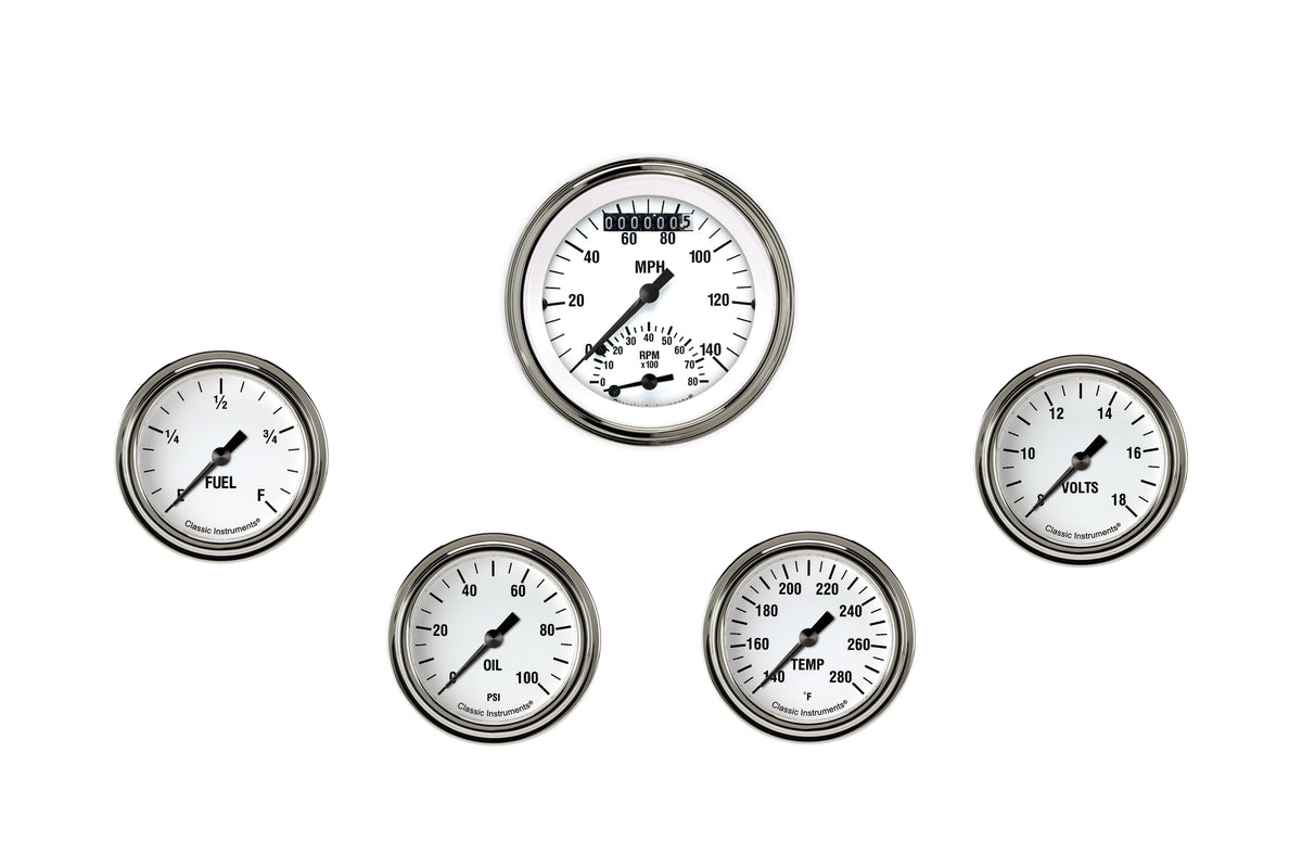Classic Instruments White Hot Five Gauge Set - WH335SLF