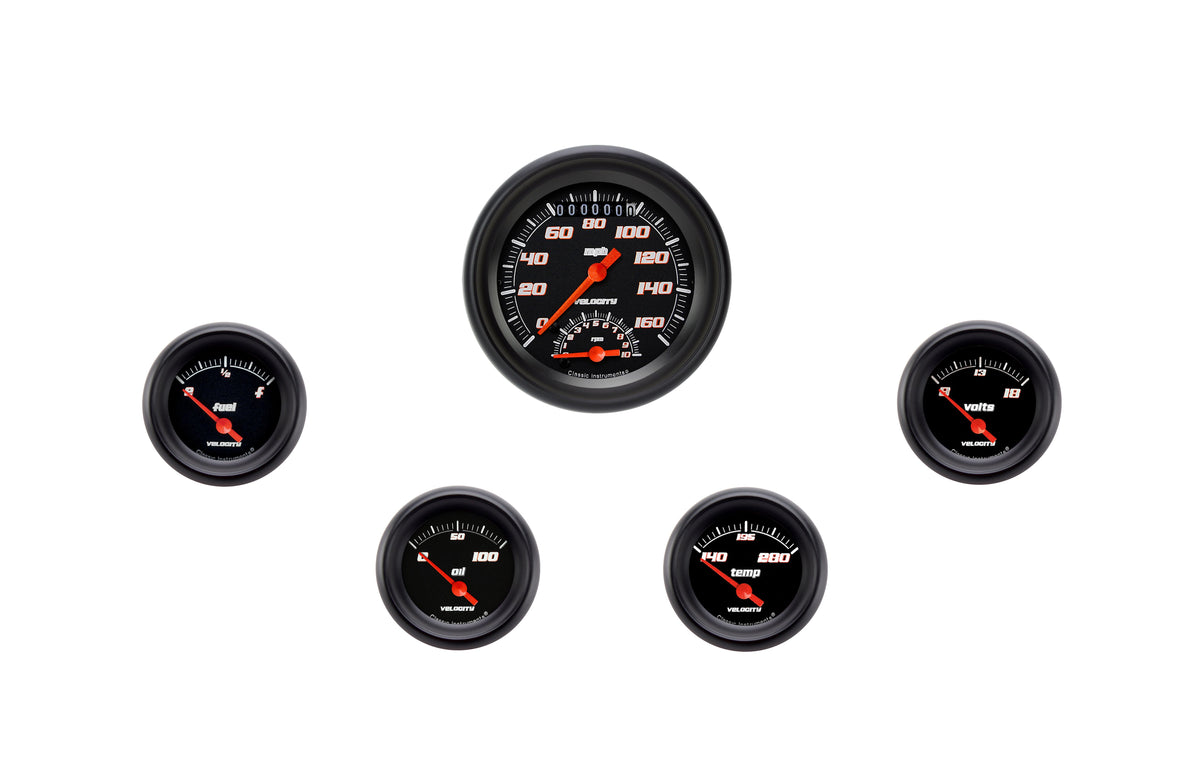 Classic Instruments Velocity Black 3" Ultimate Four Small Gauge Set GM - VS35BBPF