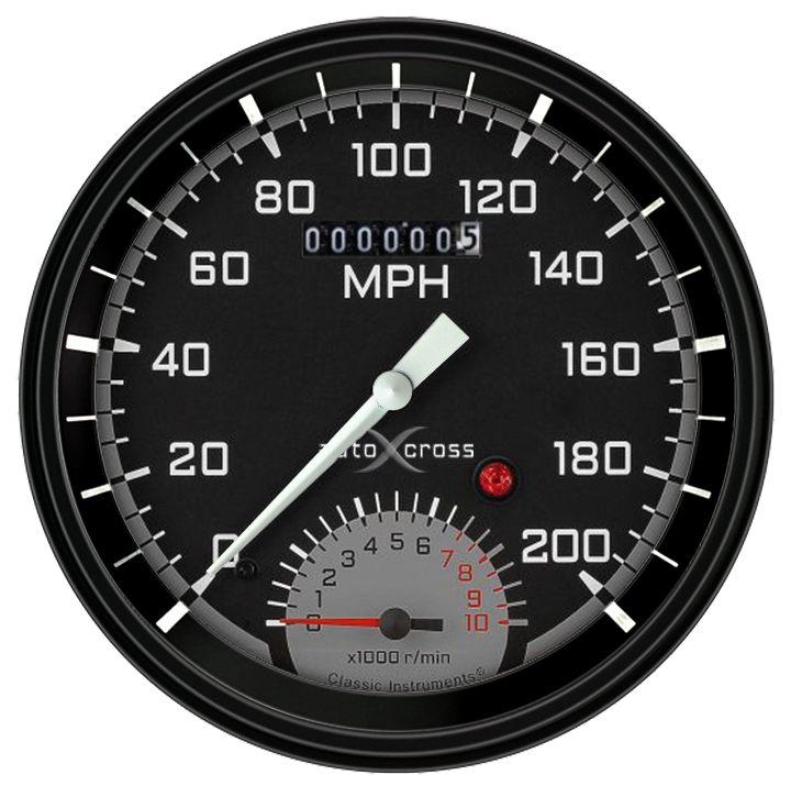 Classic Instruments Autocross Gray 5" Speedtachular Speedometer Gauge - AX50GBLC