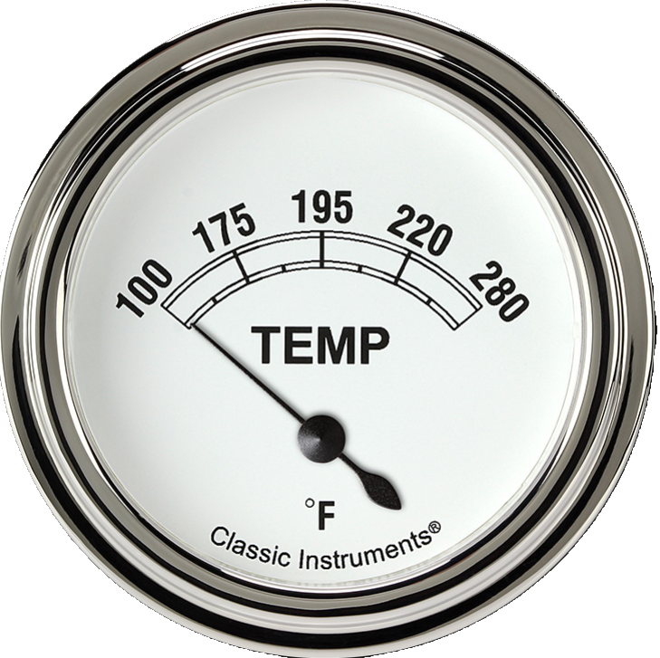 Classic Instruments Classic White 2-5/8" Short Sweep Water Temp Gauge - CW226SLF-08