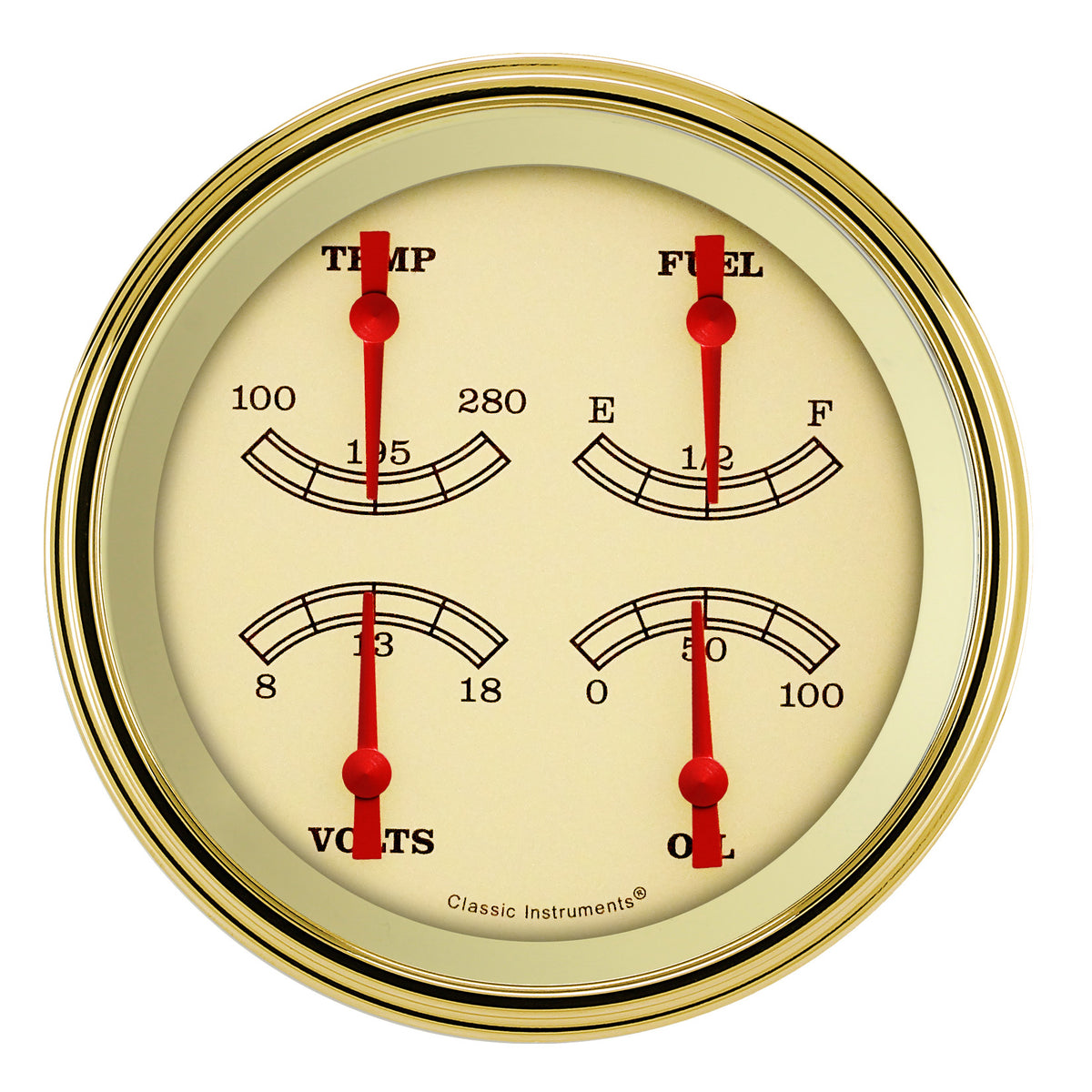 Classic Instruments Vintage 5" Quad Gauge (240-33 Ohm) - VT75GLC