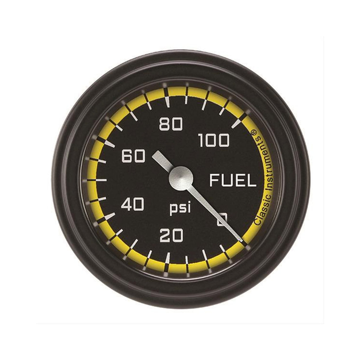 Classic Instruments Autocross Yellow 2-1/8" Fuel Pressure Gauge (100 PSI) - AX146YBLF