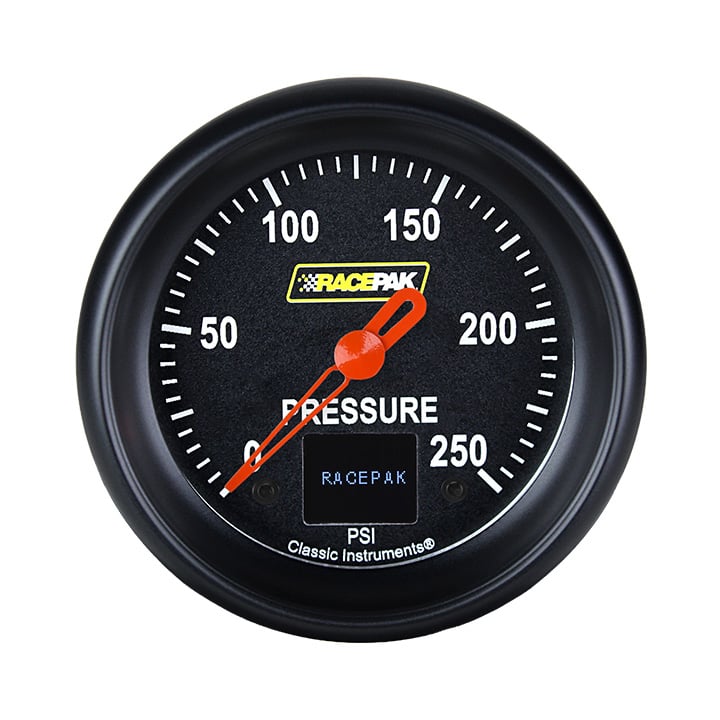 Classic Instruments Racepak 2-5/8" General Press Black (250 PSI) - 250-CI-319BB