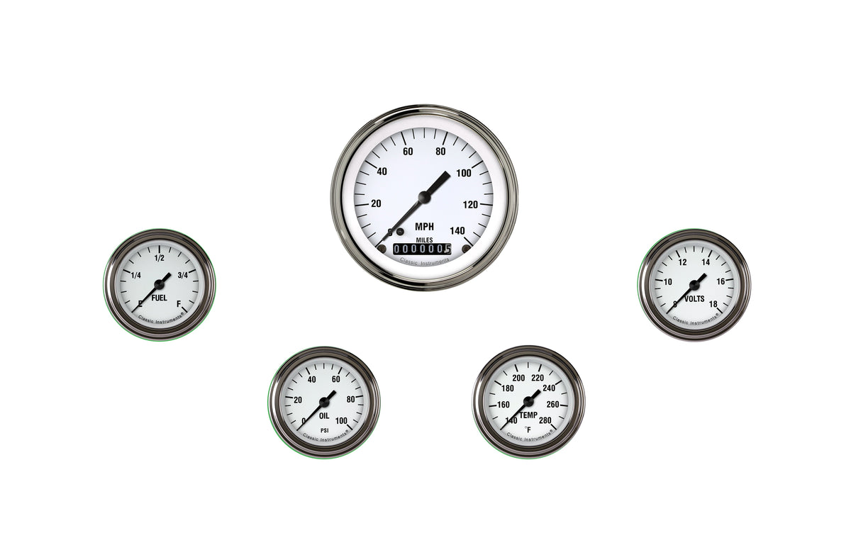 Classic Instruments White Hot Five Gauge Set - WH100SLF